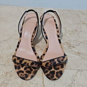 J. Crew Animal Print Sandals with Black Accents
